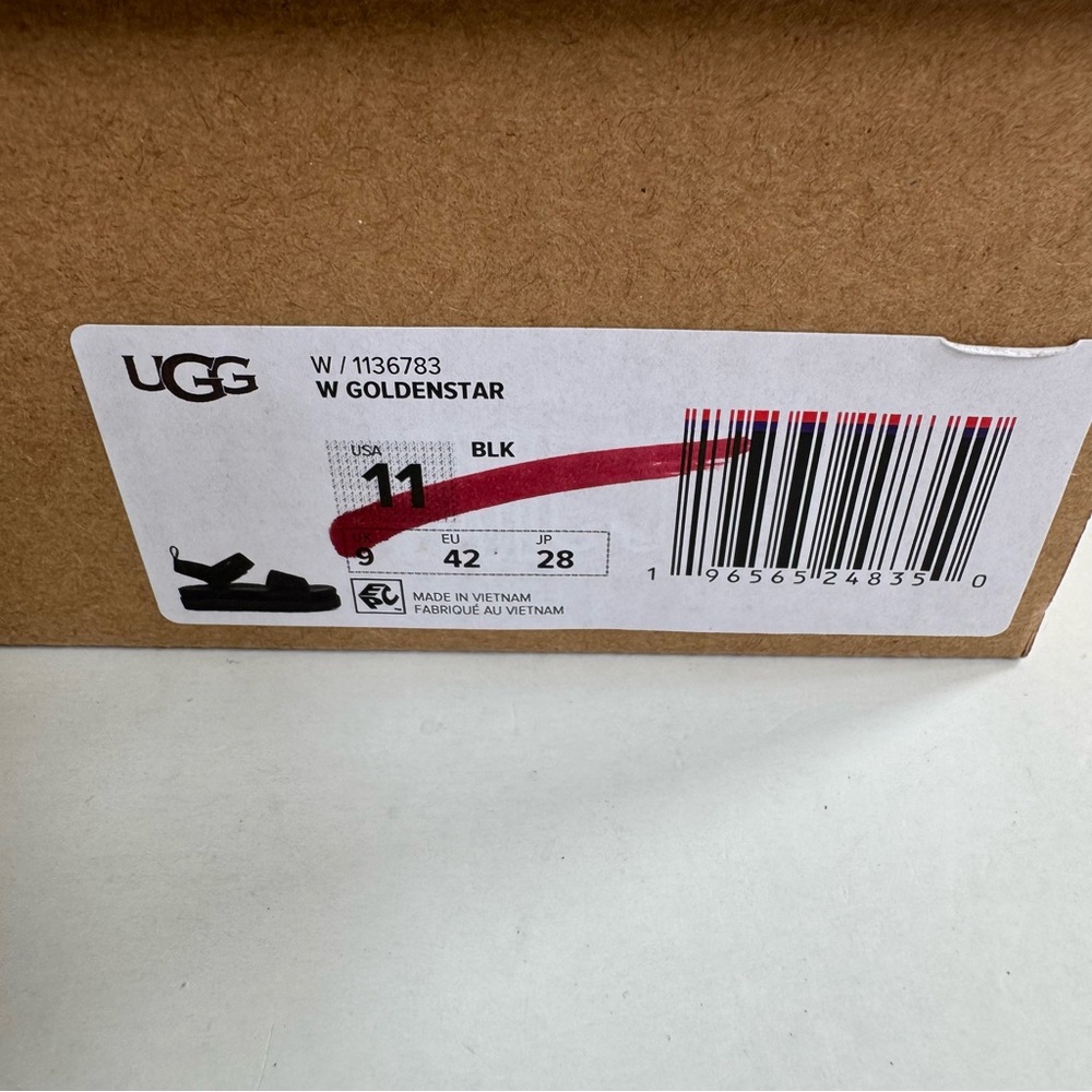 UGG GOLDENSTAR BLACK SLIDE PLATFORM STRAPPY SANDALS US 11 - Picture 6 of 6